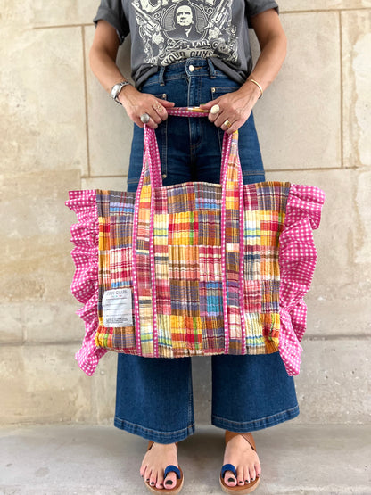 Large Patchwork // Pink shopping bag